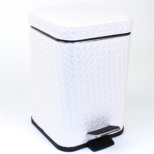Waste Basket, Gedy 6709, Square Faux Leather Waste Bin With Pedal 6709